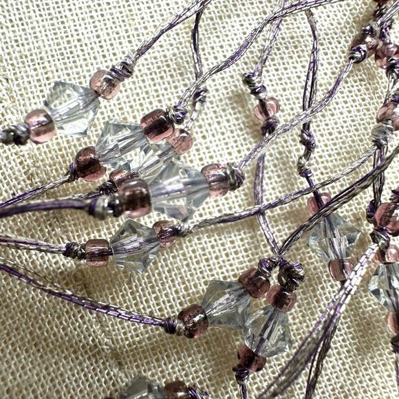 Purple multi strand fresh water pearl crystal statement necklace - Picture 6 of 11